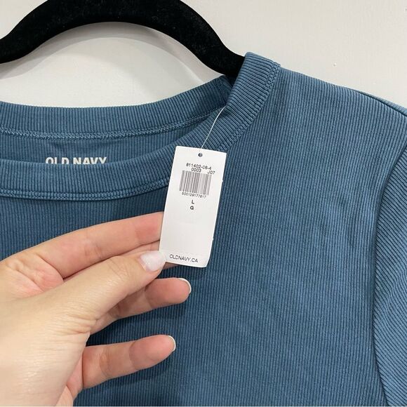 3/$25 ✺ Old Navy Snug T shirt Blue Large Ribbed - Picture 2 of 3